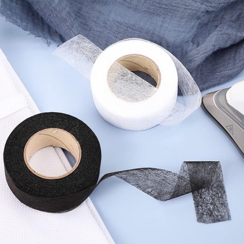 40gsm Iron On Hem Tape, 0.8 inch x 50 Yards x 1 Roll, White & Black